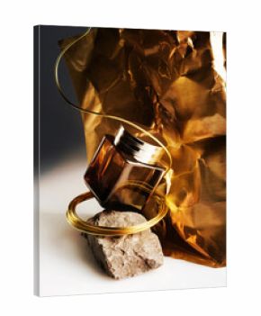 Bronze Skin Care Bottle Still Life