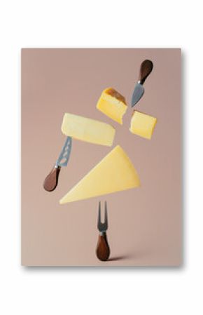 assorted cheese levitating cheese modern still life