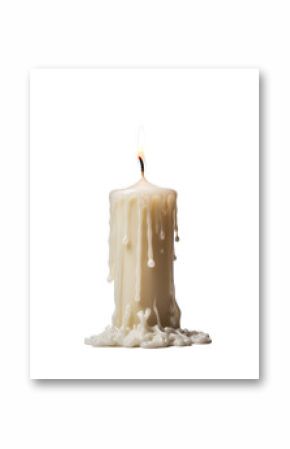 Melting Candle with Dripping Wax Transparent Background