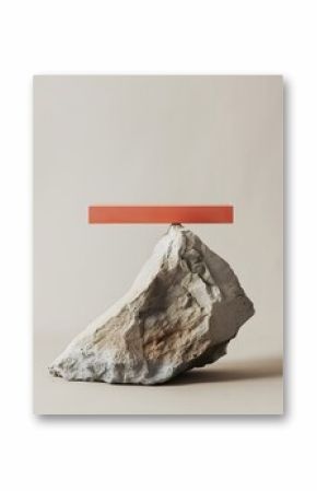 Contemporary minimalist scene of a jagged stone as a decoration or even poidum for photo product.