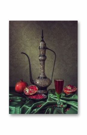 Still life with pomegranates