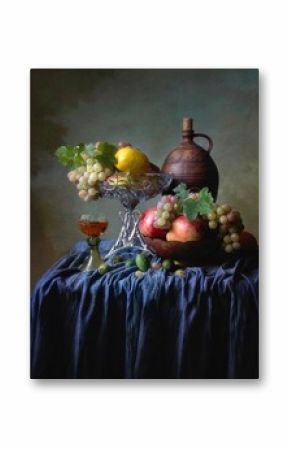 Still life with fruits and wine glass