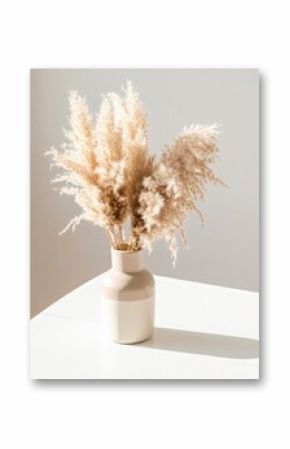 Neutral pampas grass in ceramic vase, generative AI image