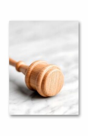 Elegant Wooden Gavel on Polished Marble Surface