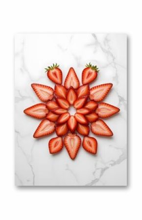 Artistic Strawberry Arrangement on Marble Background: A Delightful Summer Food Photography