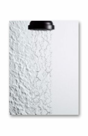 Pristine Water Flowing from a Black Faucet Against a Textured White Background