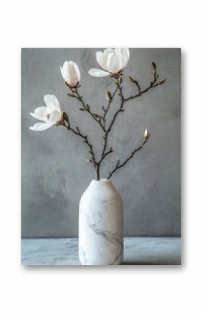 Minimalist Magnolia Arrangement in Marble Vase