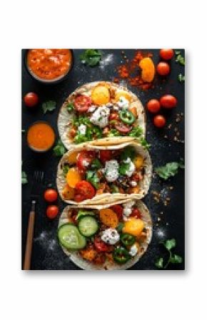 Vegetarian Tacos Flatlay with Fresh Ingredients