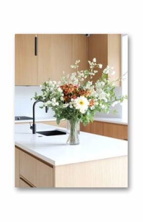 Autumn Flowers in Modern Kitchen.