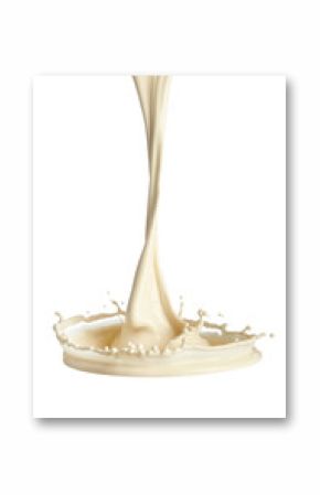 pouring cream with splash on white background.