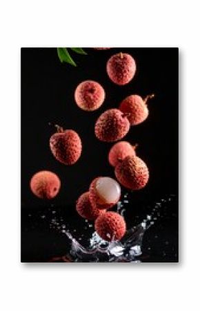 Exotic Delight: A Cinematic Still Life of Floating Lychees with Water Splash