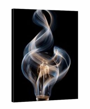 Vintage lightbulb with smoke trails