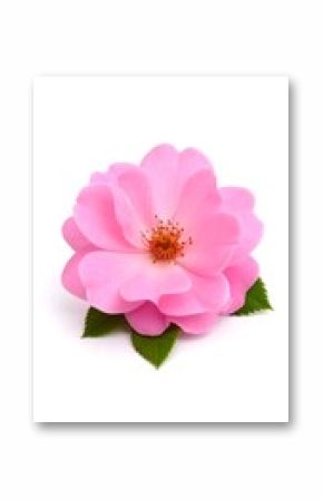 Pink rose blossom on white background