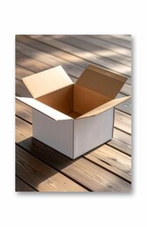 Empty white box on wooden floor