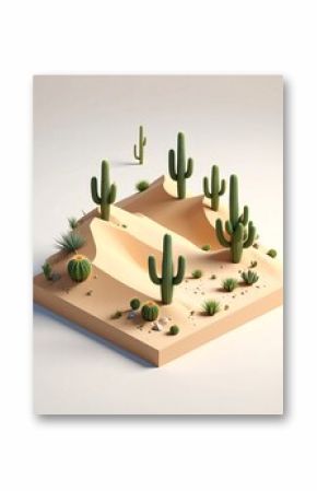 Desert landscape, isometric view