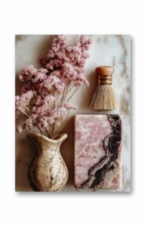 Rose Soap and Small Golden Vase Still Life