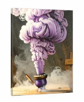 Purple smoke plume from a vessel