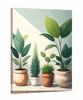 Potted plants in sunlight on a windowsill