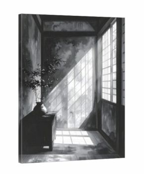 Black and white interior shot