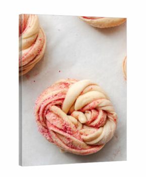 series of baking strawberry braided buns