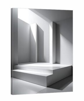 Minimalist Architecture White Platform in Geometric Light and Shadow
