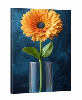 Vibrant Orange Gerbera Daisy in a Clear Glass Vase