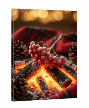 Rowan Branch with Tartan and Christmas Embers