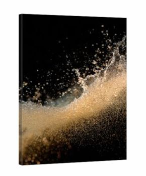 Golden Champagne Splash in Motion with Bubbles and Effervescence