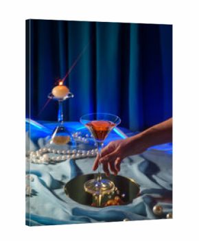 Elegant Still Life Featuring Cocktail Glass