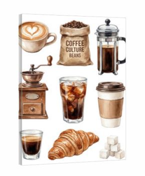 Coffee and Breakfast Watercolor Still Life