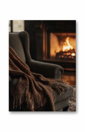 Cozy Armchair by the Fireplace
