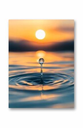 Water Drop Sunset Reflection: A Moment of Tranquility