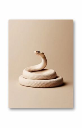 Elegant White Snake on a Beige Background