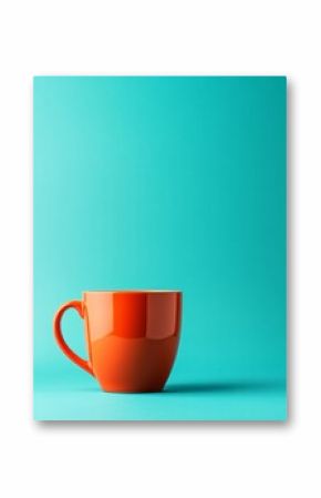 Orange Coffee Mug on Teal Background