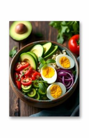 Vibrant Avocado Egg Kiwi Bowl Healthy Recipe Brown Rice Colorful