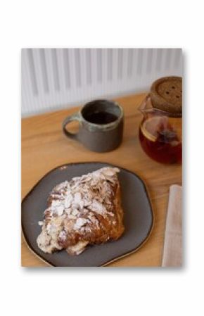 Almond croissant and tea