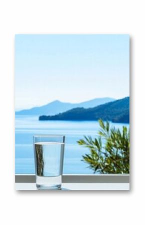 Refreshing Glass of Water with Scenic Background