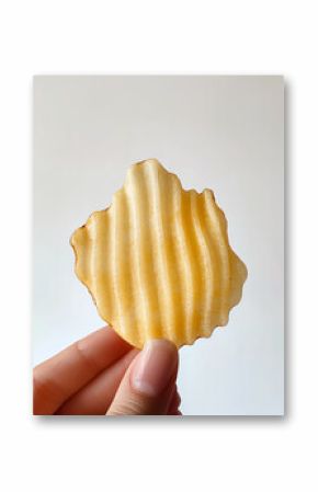 Delicious ripple potato chips kitchen table food photography clean background close-up snack presentation