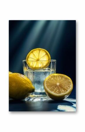 Lemon Slices In Sparkling Water Glass Refreshing Drink