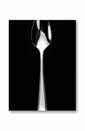 Shiny Silver Spoon on Black Background - Minimalist Still Life Photography