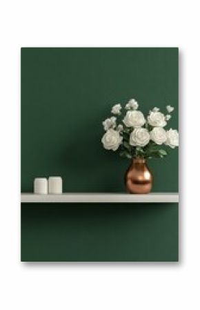 Elegant Green Wall Decor with White Flowers