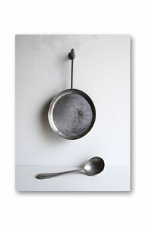 Vintage Kitchen Utensils- Hanging Sieve and Ladle Still Life