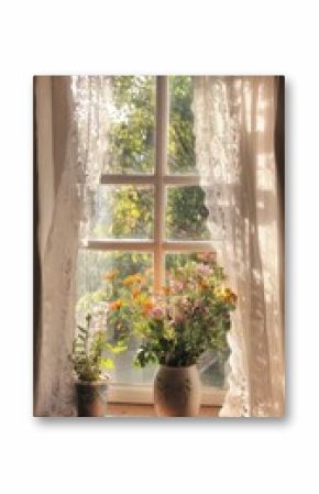 Floral Serenity: A Bouquet by the Window - Capturing the Essence of Home Decor, Vintage Charm, and the Beauty of Nature's Blooms in a Still Life Composition
