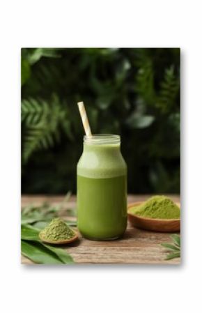 Refreshing Matcha Green Tea Smoothie with Powder for Healthy Lifestyle