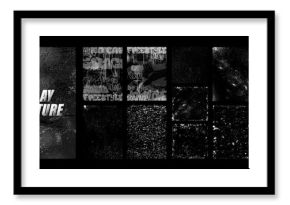 Street art and grunge overlay texture stamps. Graffiti, spray, dust, grunge effect. Vector backdrop stamps. Overlay texture - old, vintage, street, graffiti. Vector grain noise particles.