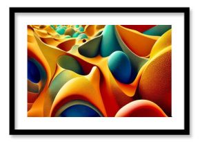 Abstract multicolor digital 3D art spiral wallpaper illustration in orange, blue and yellow colors