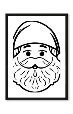 Cute portrait Santa with beard and Christmas hat clip art vector. Holiday design assest. 2023 Happy New Year symbol. Vector illustration on white background.