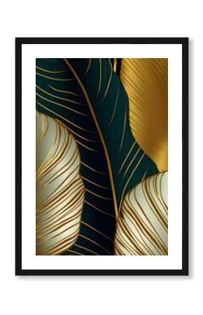 Abstract background with golden and green leaves