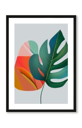 Illustration of colorful leaves isolated on a gray background - great for logo designs