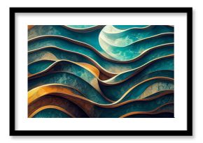 Surreal 3d waves flowing as wallpaper background illustration